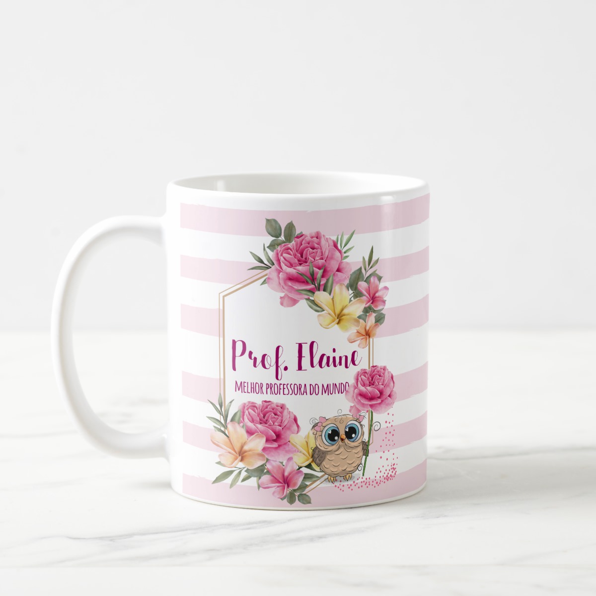 Caneca Professora Feliz Dia Do Professor Floral Com Carinho