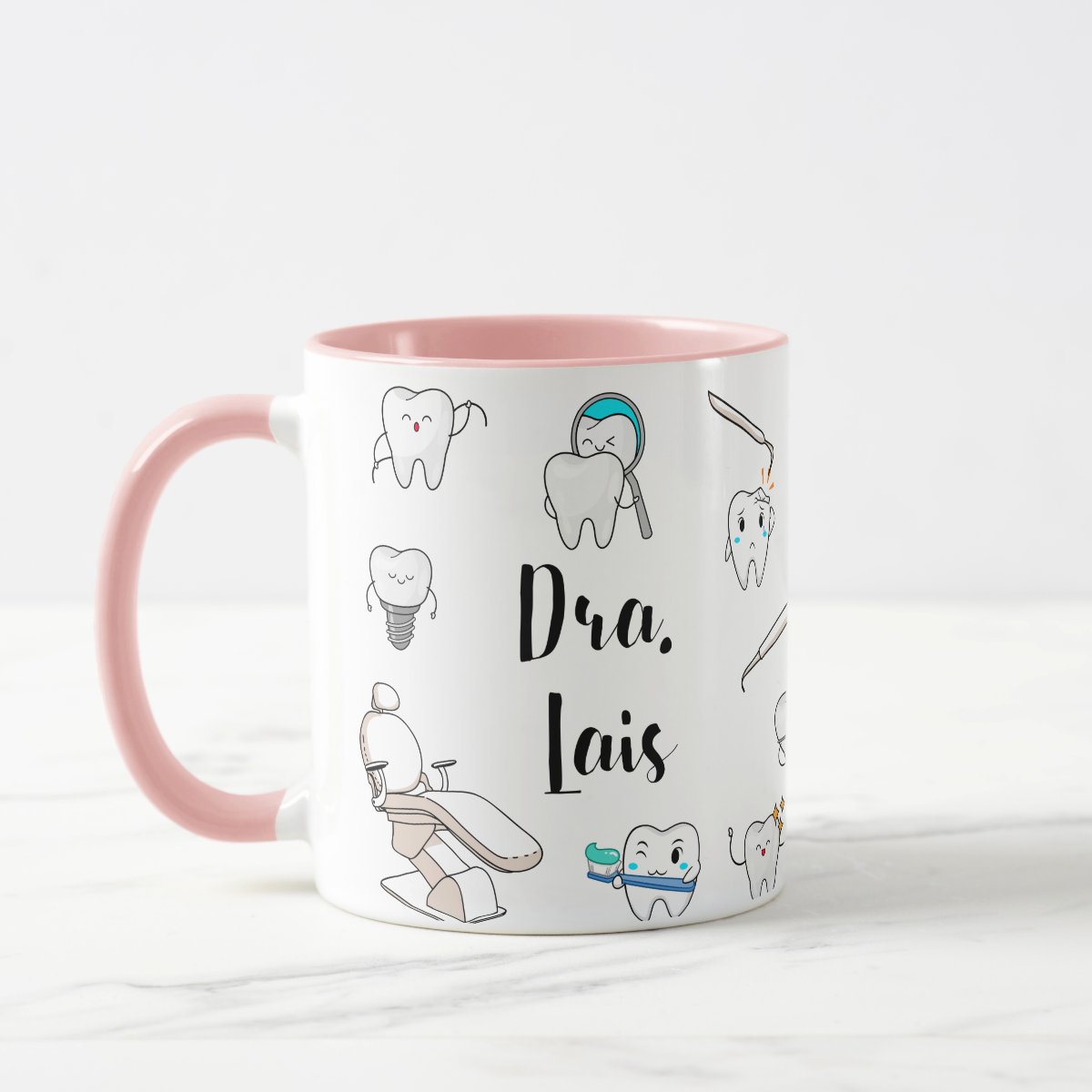 Caneca Dentista Odontologista Com Nome - Profissões (Dentista)