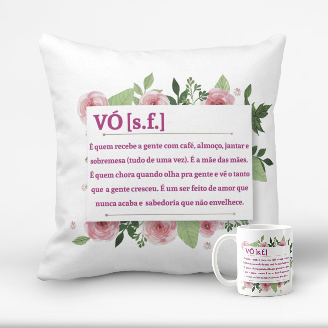 Conjunto Almofada Decorativa e Caneca Avó Vovó Significado