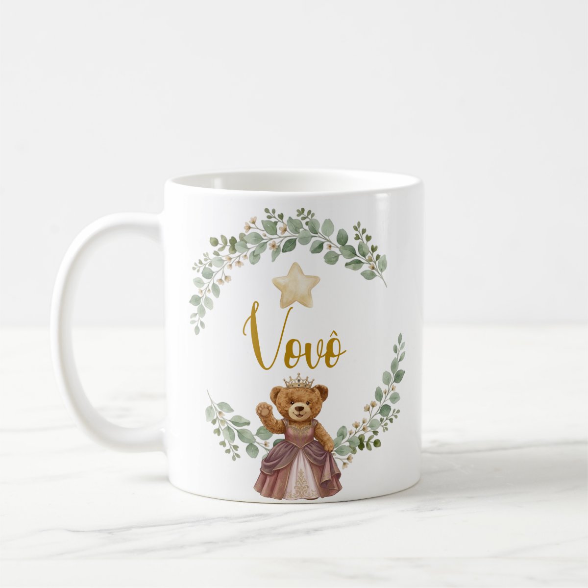 Caneca Ursa Princesa Avô Presente Família Pronta Entrega