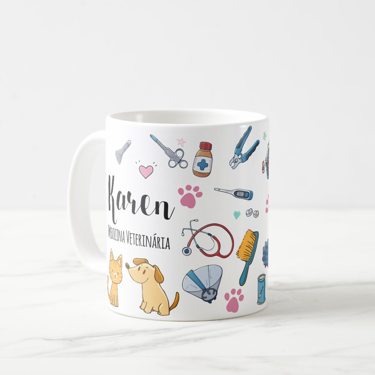 Caneca Medicina Veterinária Com Nome