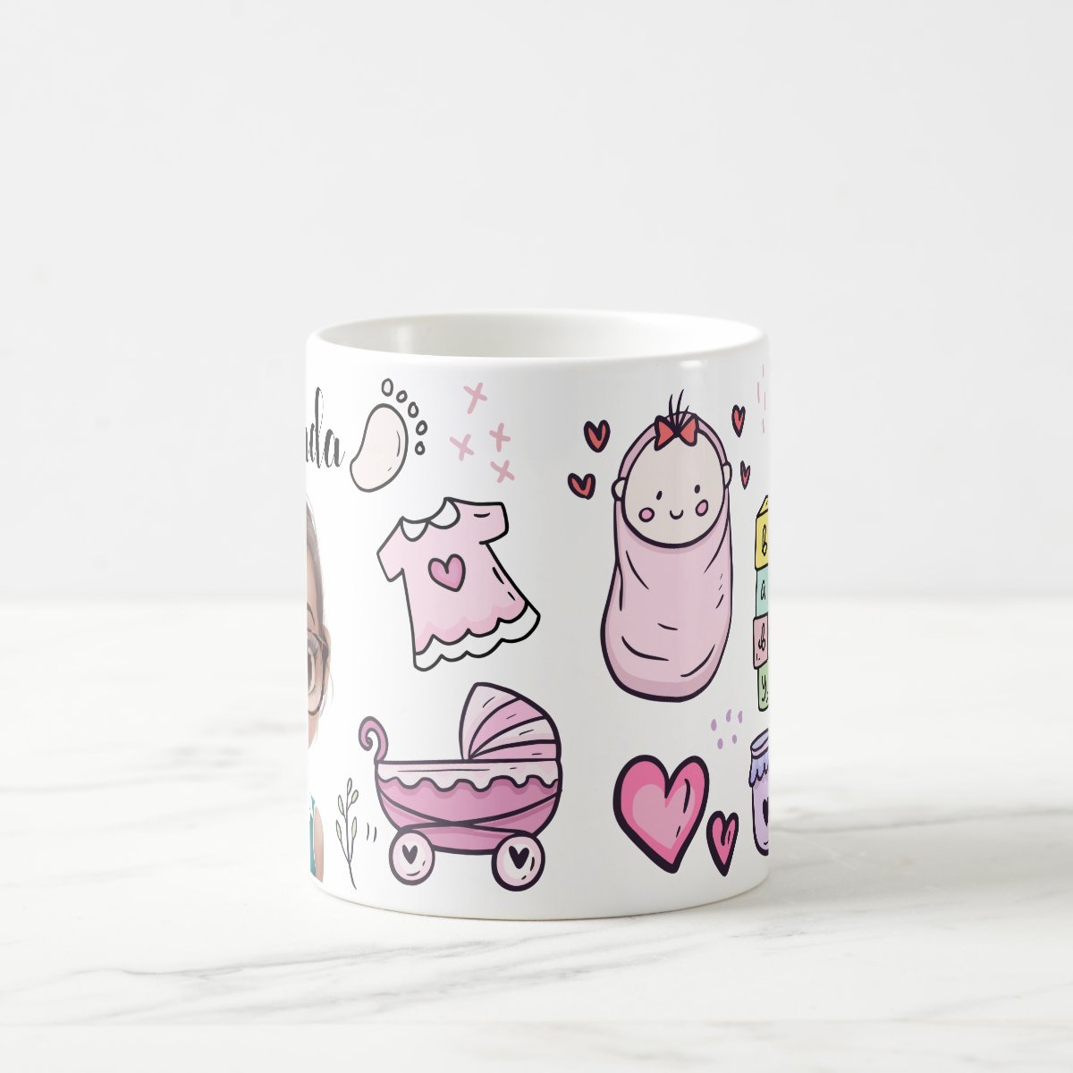 Caneca Personalizada Mãe de Menina com Nome e Avatar