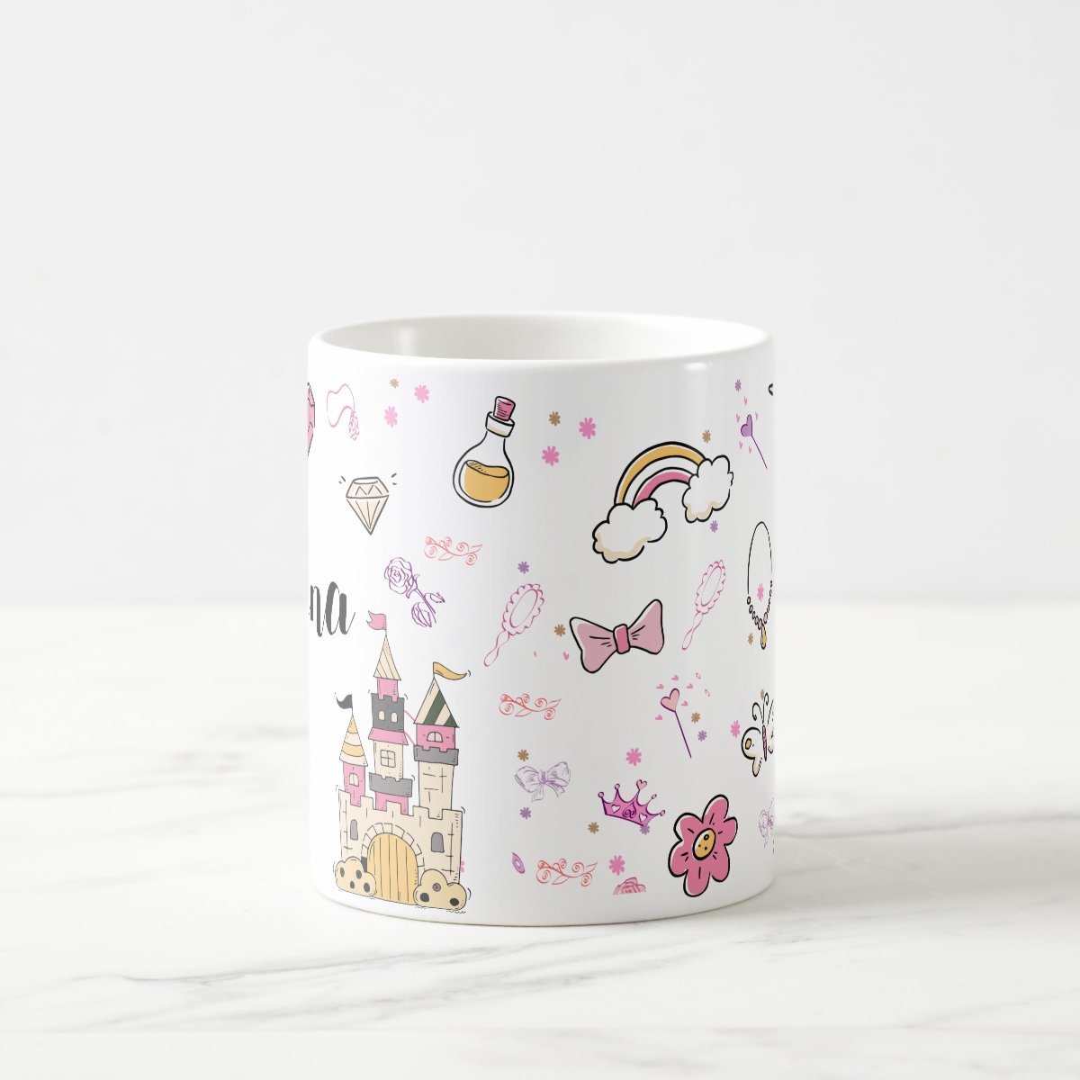 Caneca Polimero Infantil Personalizada com Nome Princesas