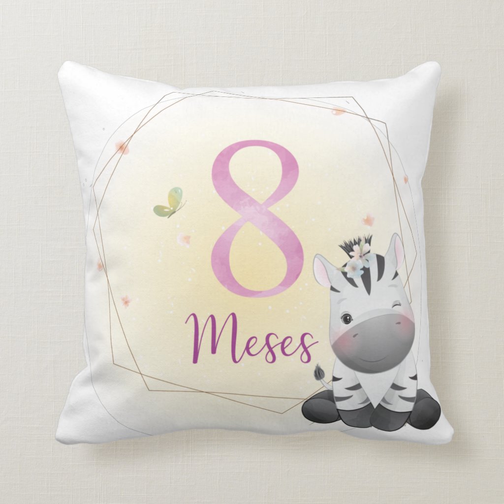 Almofada Mesversário Bebê Menina Infantil Mês 8 Safari Baby