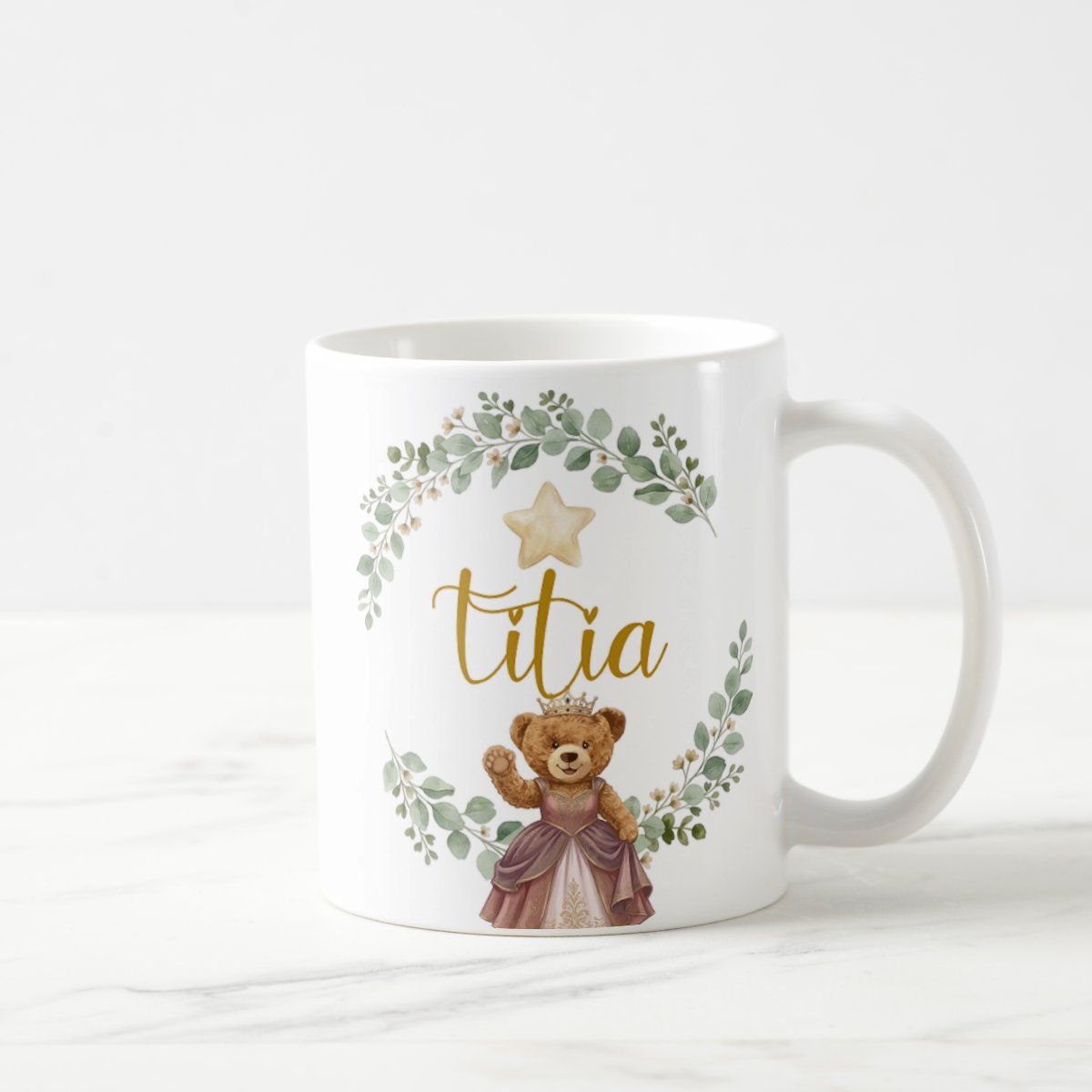 Caneca Ursa Princesa Tia Presente Dia das Mães Família Pronta Entrega