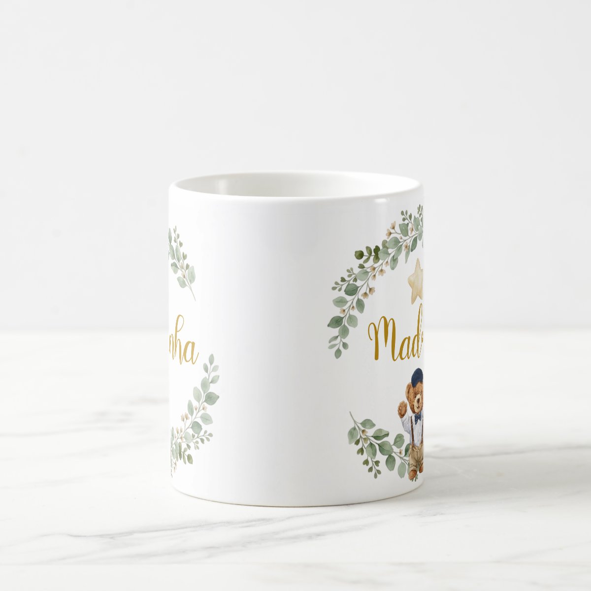 Caneca Madrinha Urso Príncipe Presente Família Cerâmica Pronta Entrega