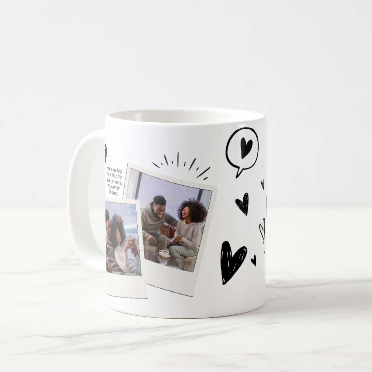 Kit Almofada E Caneca Casal Romântico Presente Namorados Branco Meu Amor É Teu - 2 Fotos