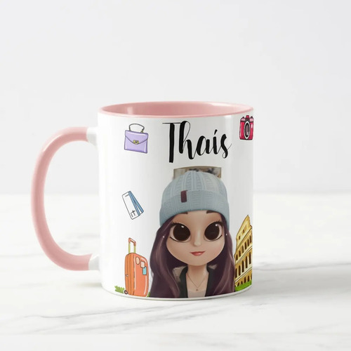 Caneca Personalizada Feminina Turismo Viajantes com o Avatar
