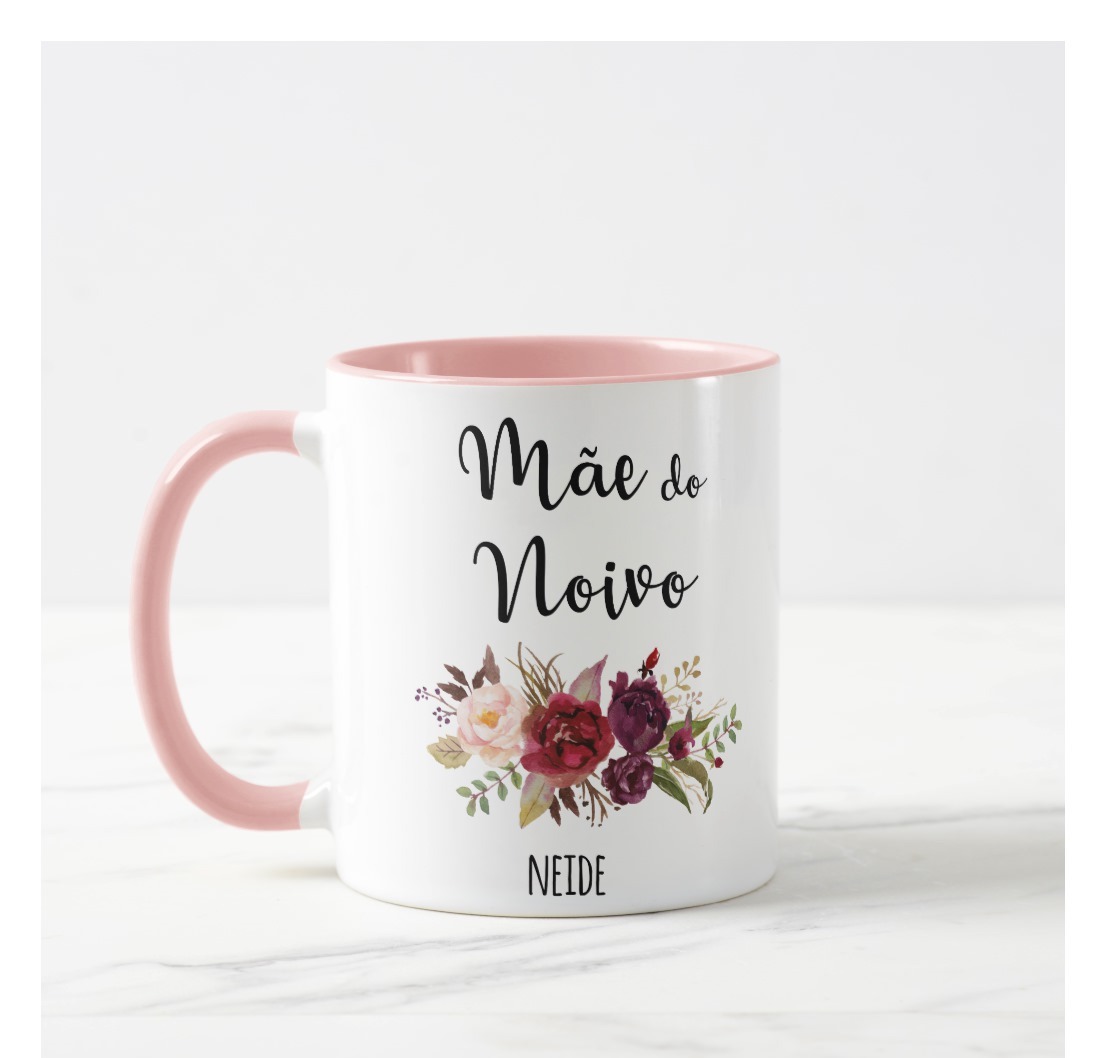 Caneca Casamento para Mãe do Noivo Ramos de Flores Marsala - Casamento (Noivo)