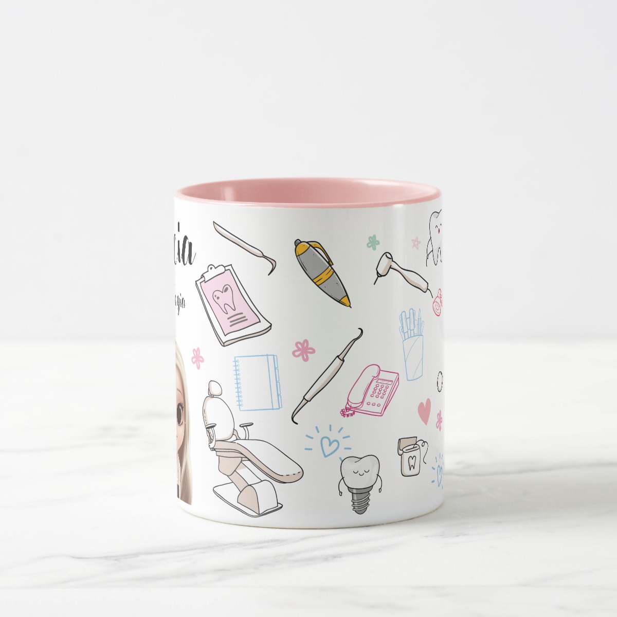 Caneca Odontologia Presente Dentista Profissão com Avatar