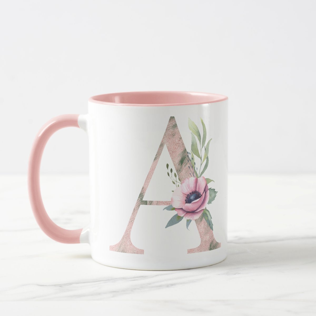 Caneca Feminina Personalizada com Nome e Inicial A - Outros (Inicial A letra feminina delicada)