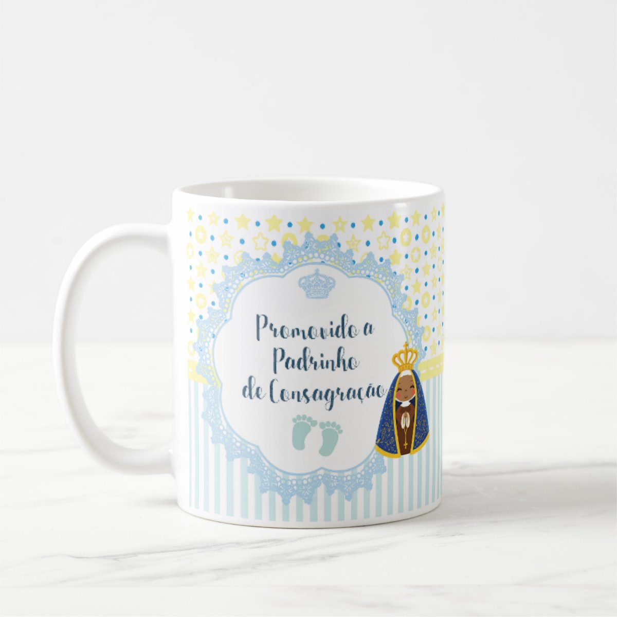 Kit 2 Canecas Lembrança Padrinhos Batismo Pronta Entrega