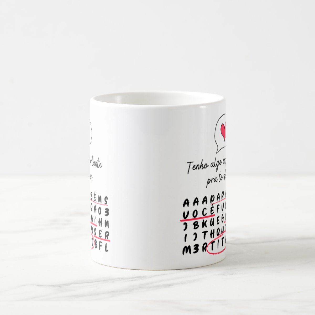 Caneca Caça Palavras Surpresa para Contar Gravidez a Titio