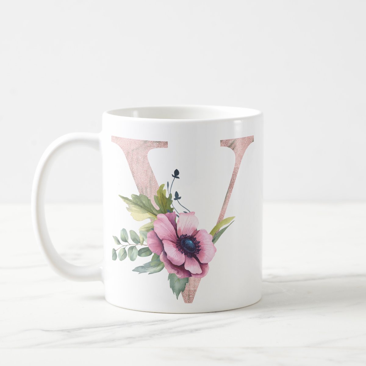 Caneca Feminina Personalizada com Nome e Inicial V