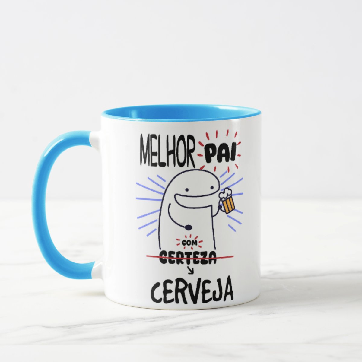 Caneca Personalizada Divertida Paizão Melhor Pai com Cerveja