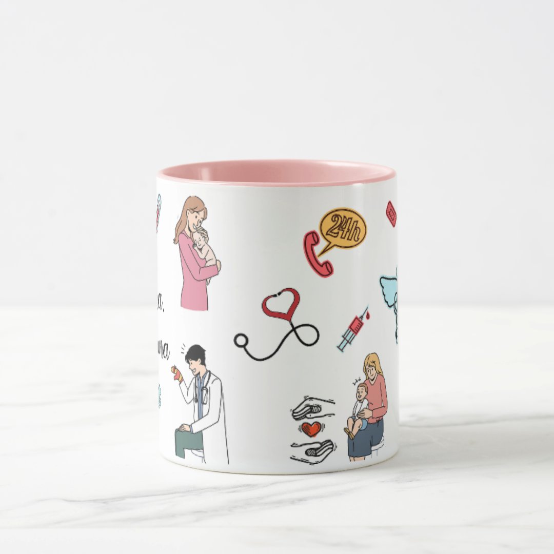 Caneca Presente Personalizado com Nome Pediatra Pediatria