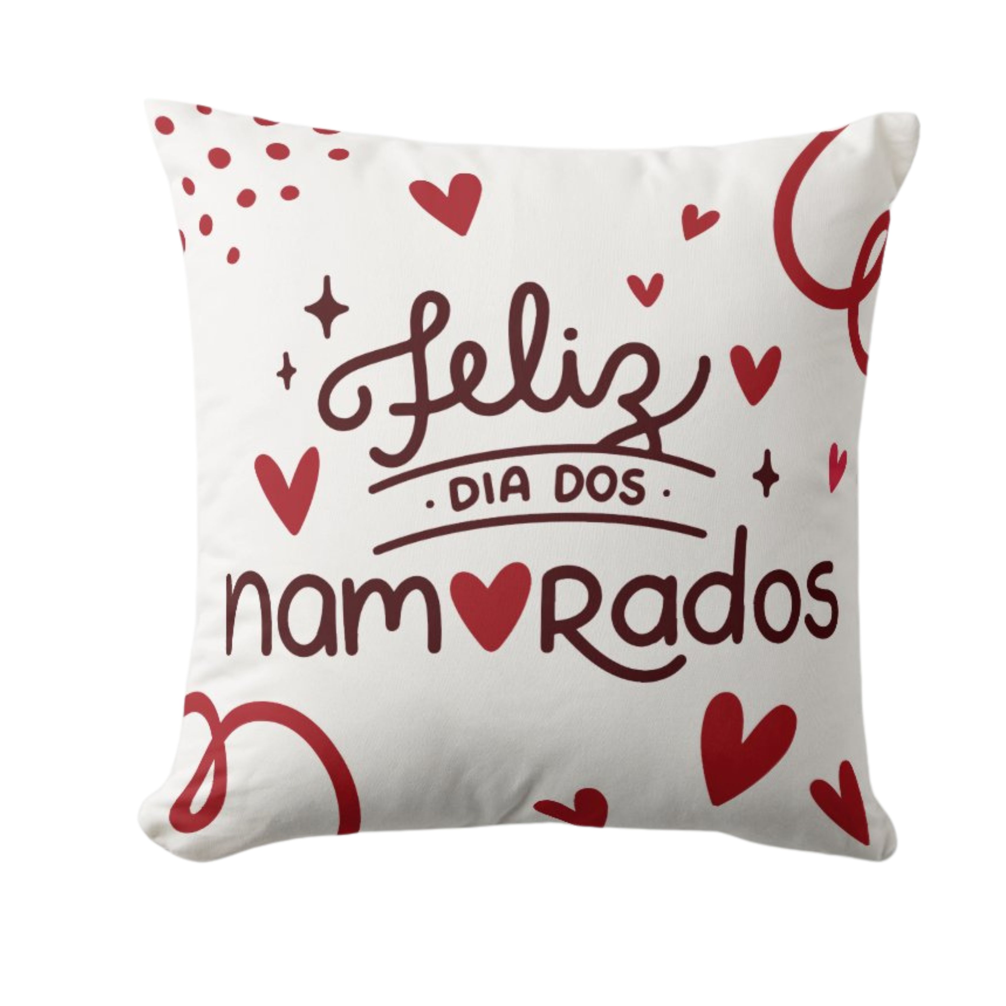 Almofada Decorativa Presente com Corações Dia dos Namorados