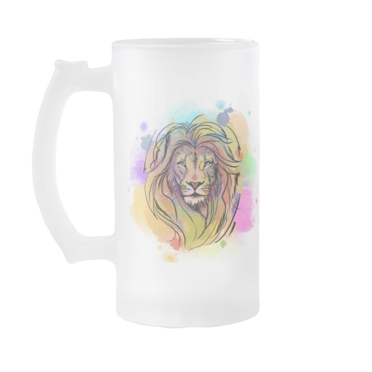 Caneca Vidro Jateado 475ml Personalizado Jesus Leão de Judá - Outros (chopee Leão de Judá)