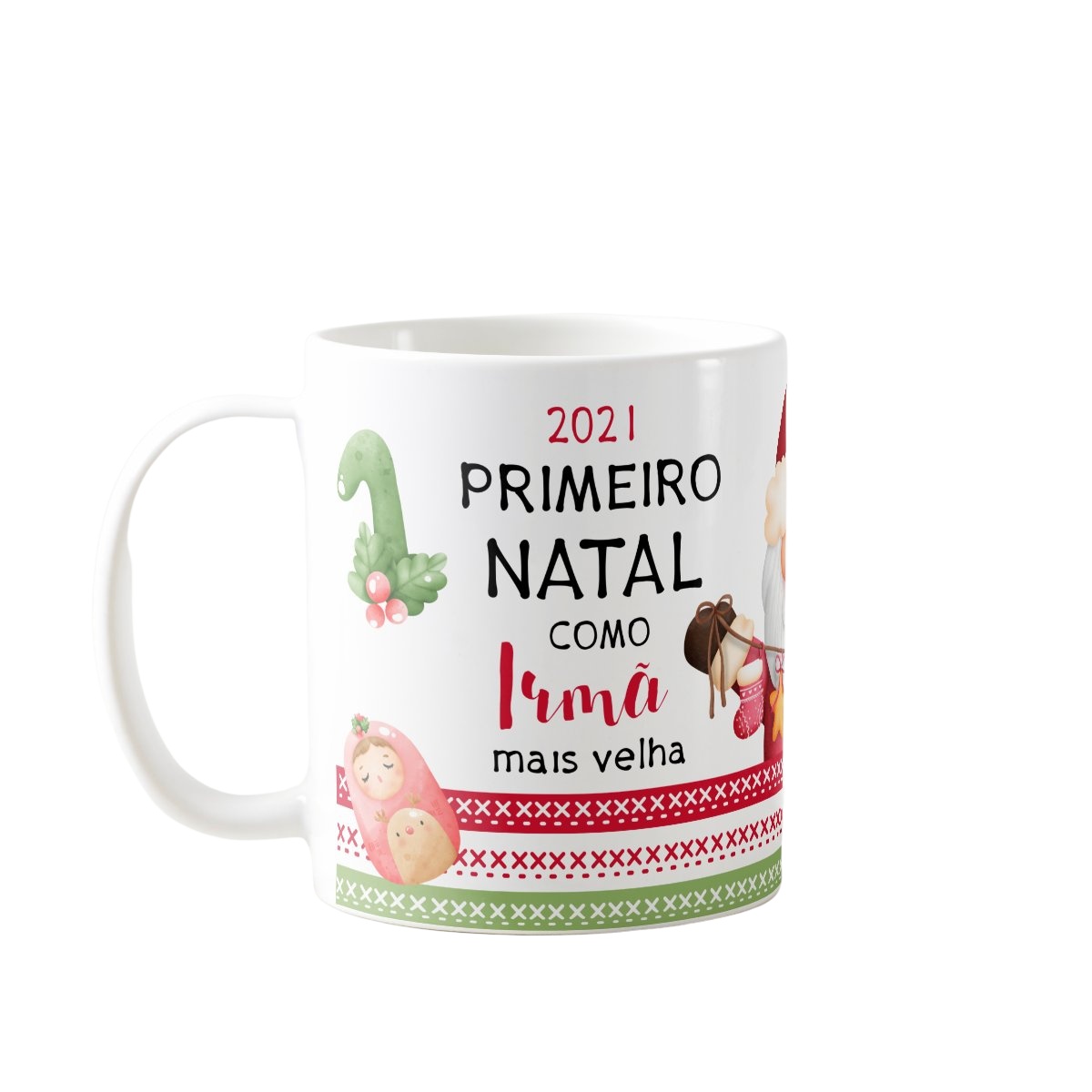 Caneca Presente Para Família Primeiro Natal para Irmã - Família (Irmã(o))