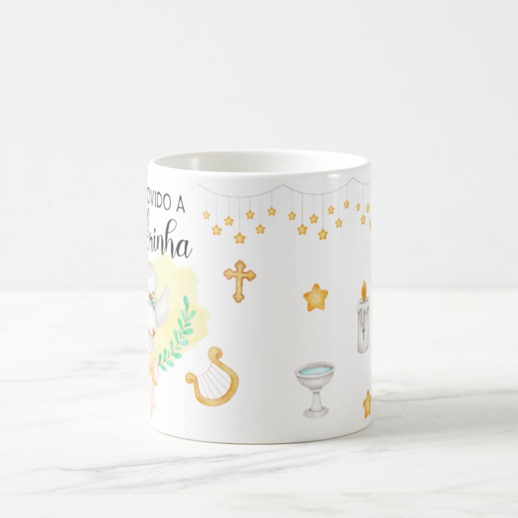 Caneca Presente com Convite Batismo Promovida a Madrinha