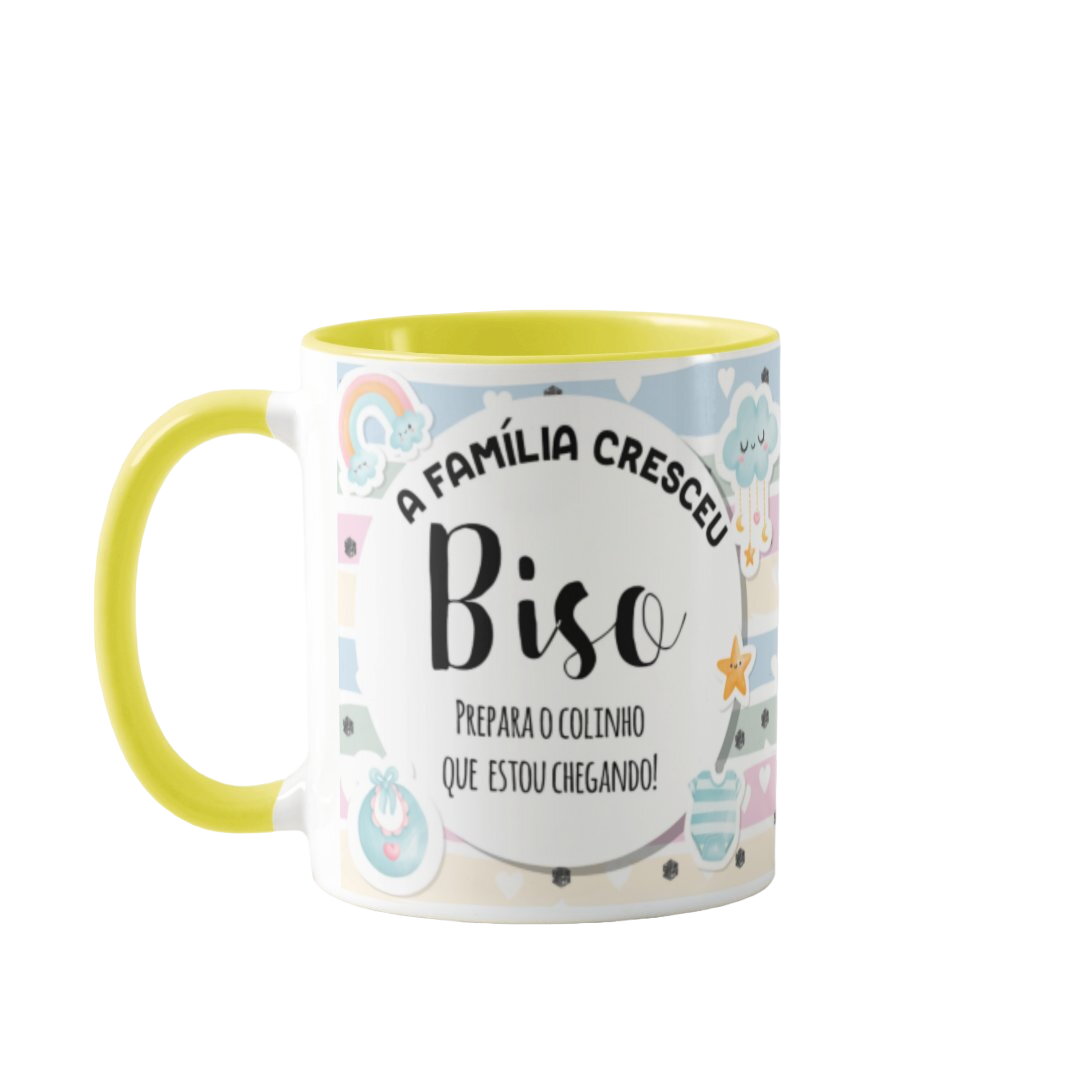 Caneca Presente Anúncio de Gravidez a Família Cresceu Biso