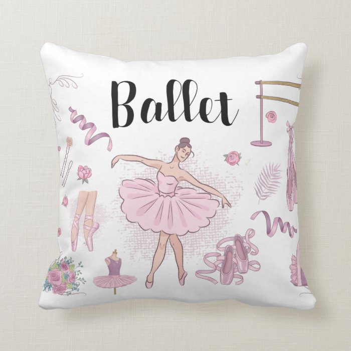 Almofada Decoração Ballet Bailarinas Dançarinas Branco E Rosa Estampado (bailarinas/ballet)