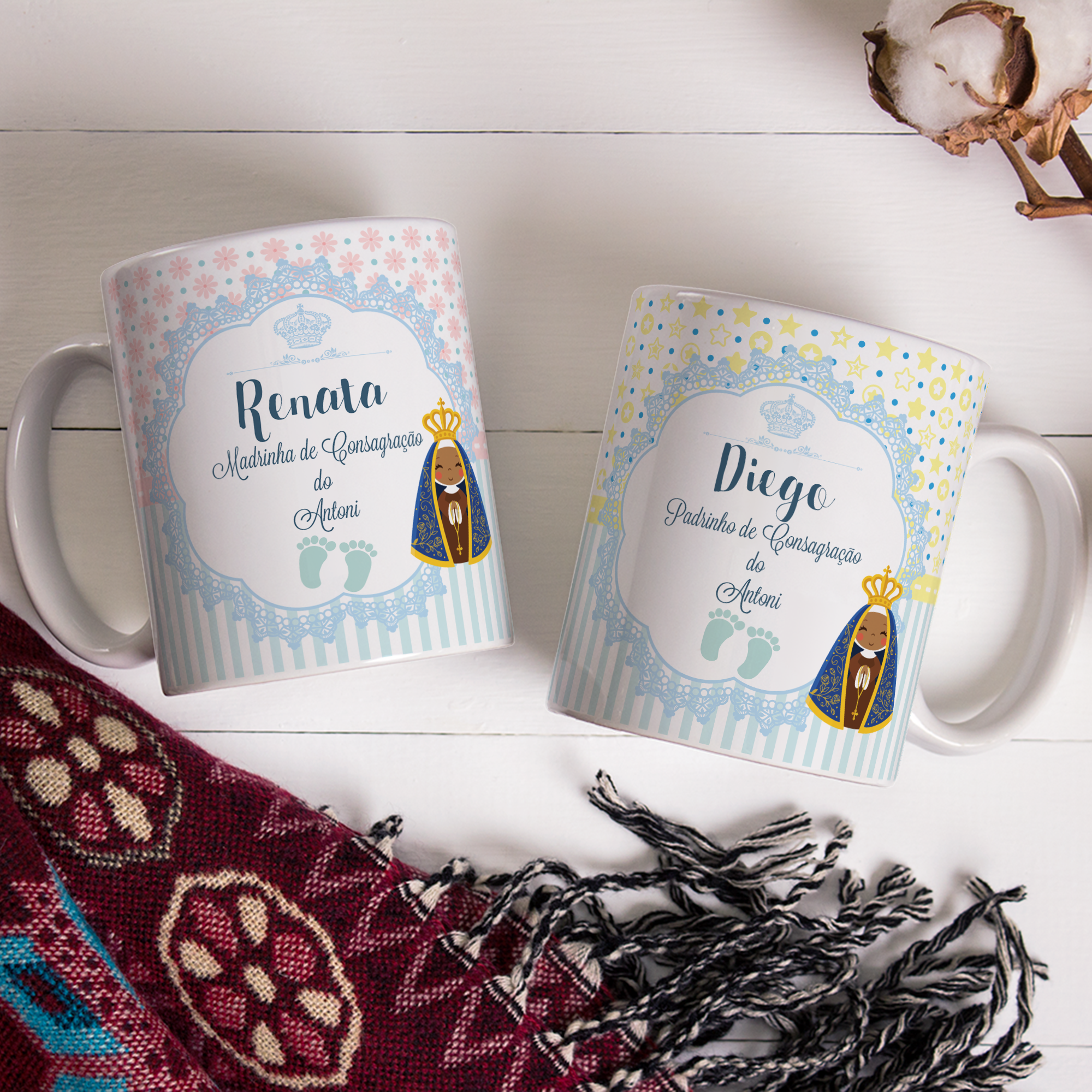Kit Presente Batizado Padrinhos De Consagração Com Nomes - Batizado (Padrinhos e Madrinha)
