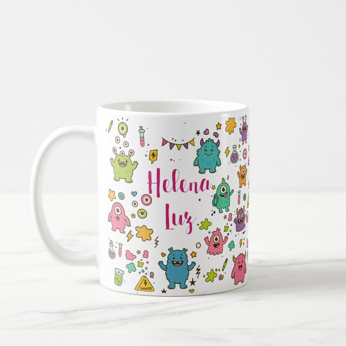 polimero plastico monstrinhos caneca infantil