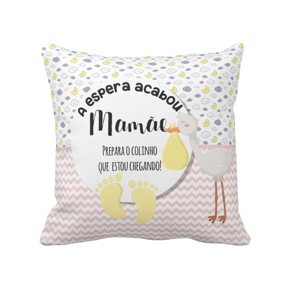 Almofada Decorativa Revelação Gravidez Mamãe - Anúncio de Gravidez (Mãe/Gestante)