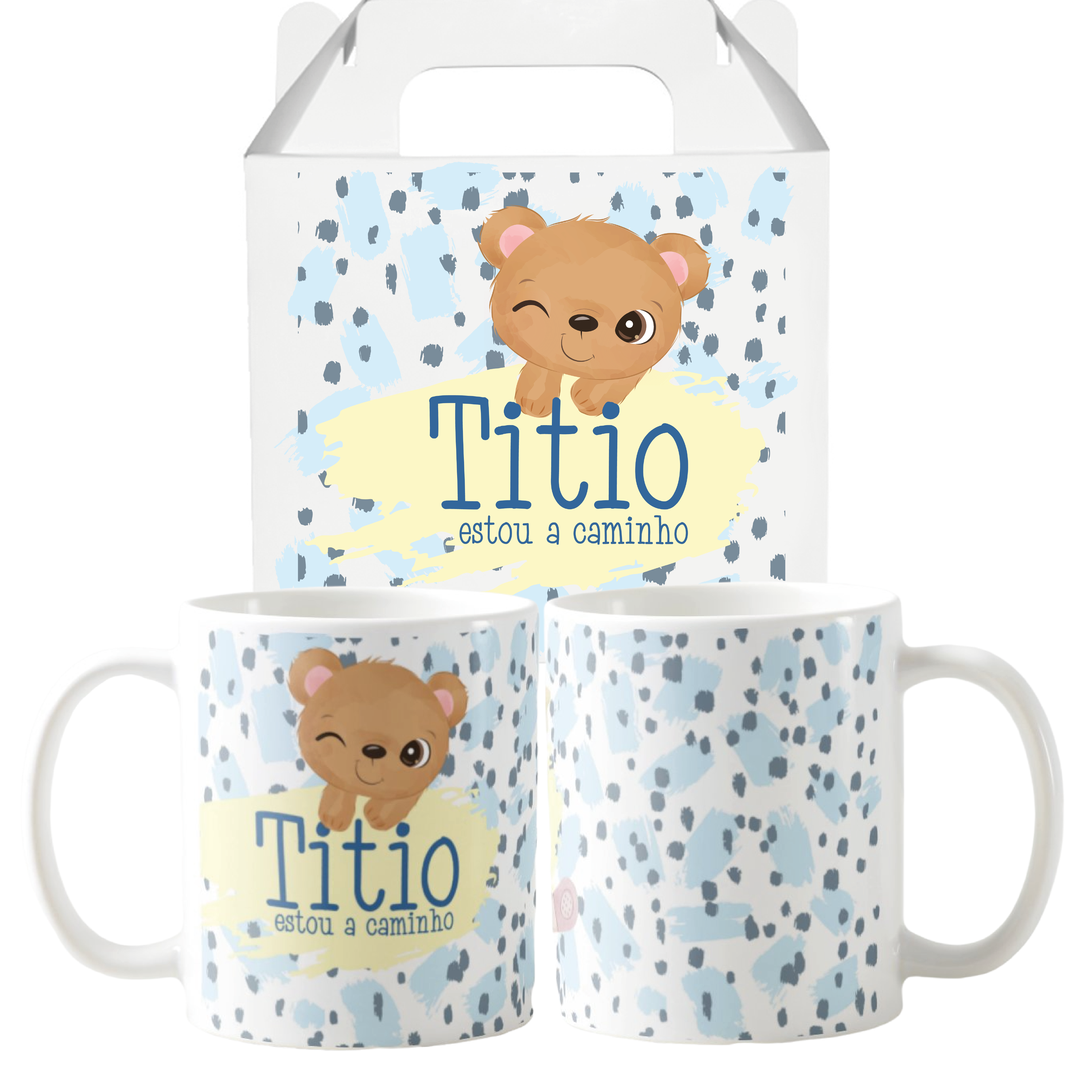 Kit 2 Canecas Presente para Revelar Gravidez Titio e Titia