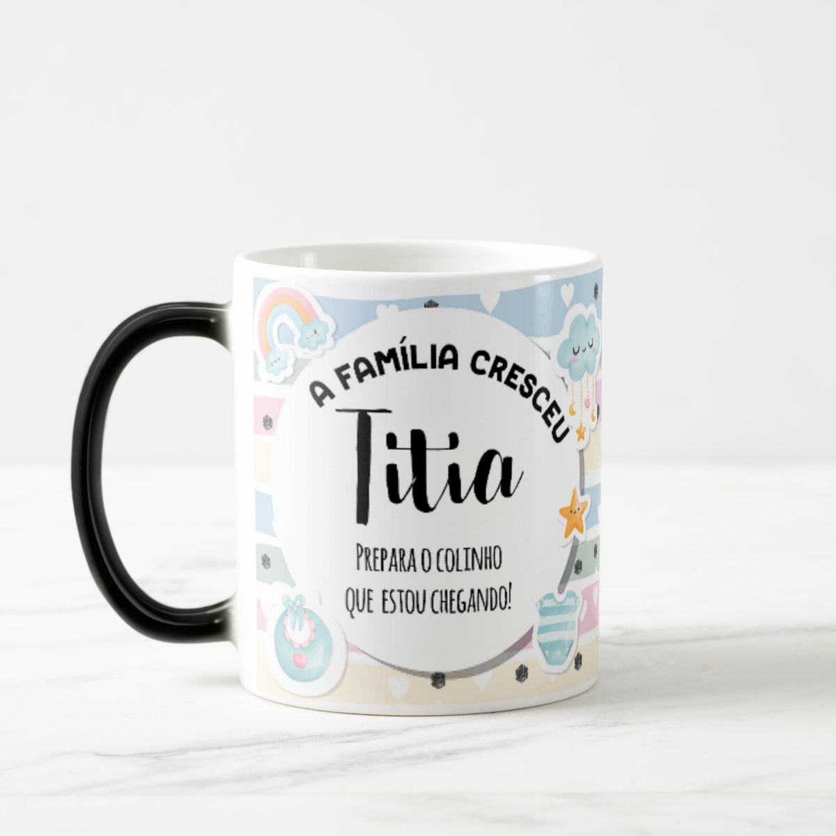 Caneca Mágica a Familia Cresceu Presente Gravidez para Titia - Anúncio de Gravidez (Tia)