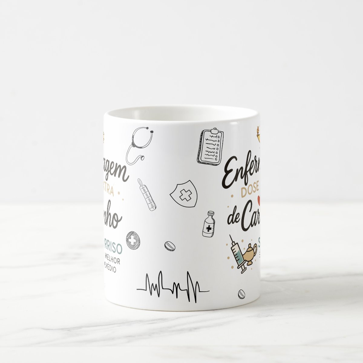 Caneca Personalizada Dose Extra de Carinho Enfermagem