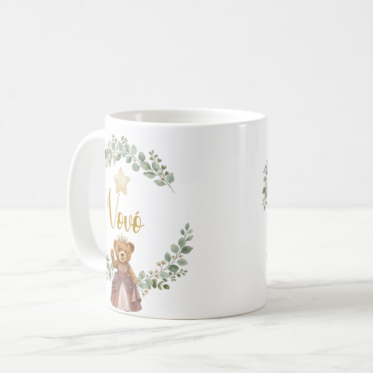 Caneca Ursa Princesa Avó Presente Dia das Mães Família Pronta Entrega