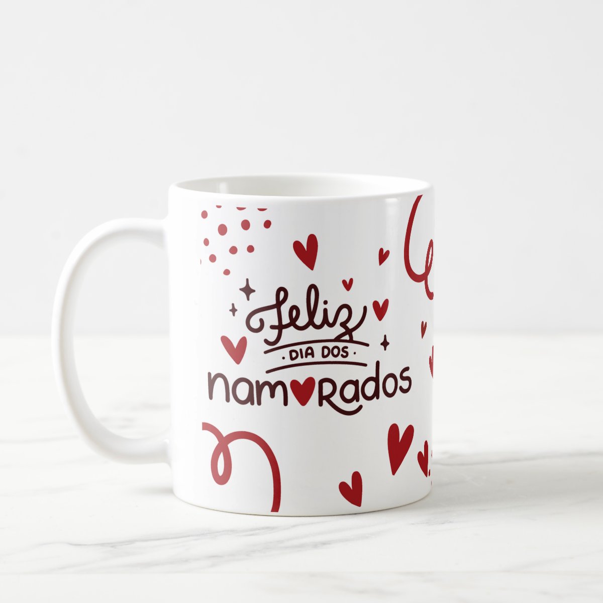 Kit Almofada e Caneca Corações para Casal Dia dos Namorados