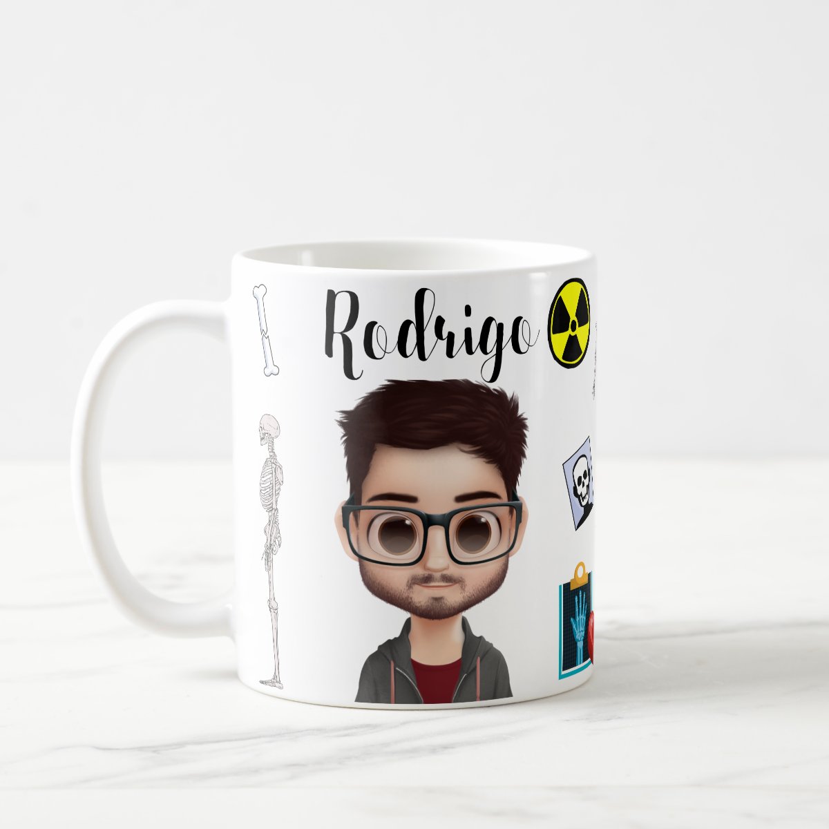 Caneca Radiologia Raio-X Personalizada com Nome e Avatar - Profissões (Radiologia)