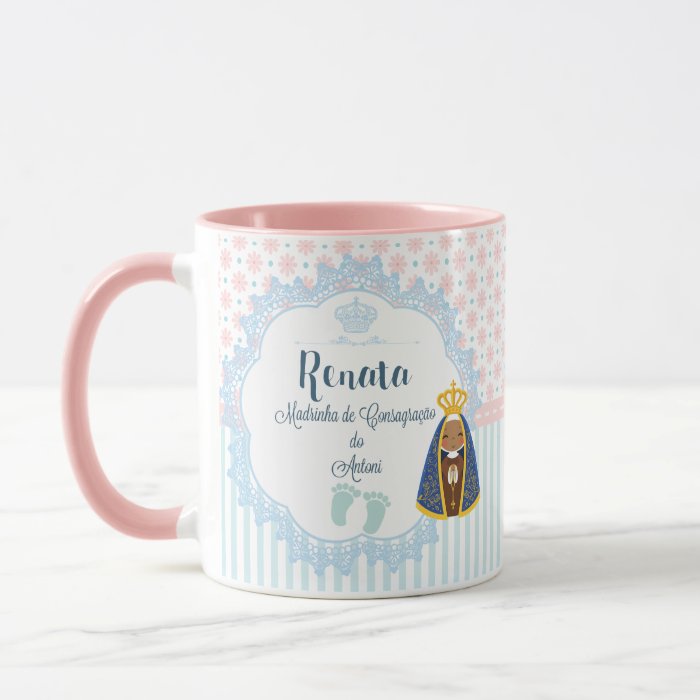 Kit 2 Canecas Personalizada Batismo Padrinhos de Consagração
