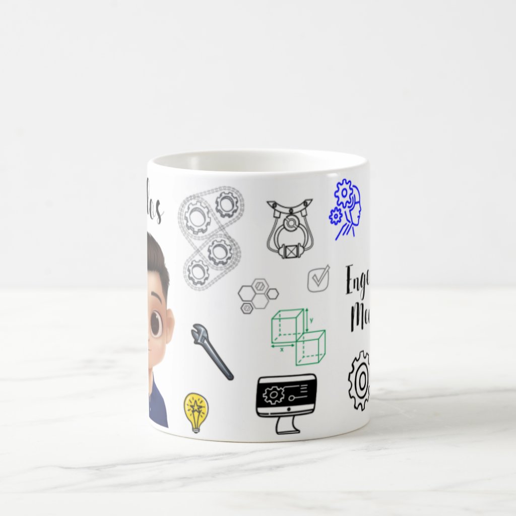 Caneca Personalizada com o Nome e Avatar Engenharia Mecânica