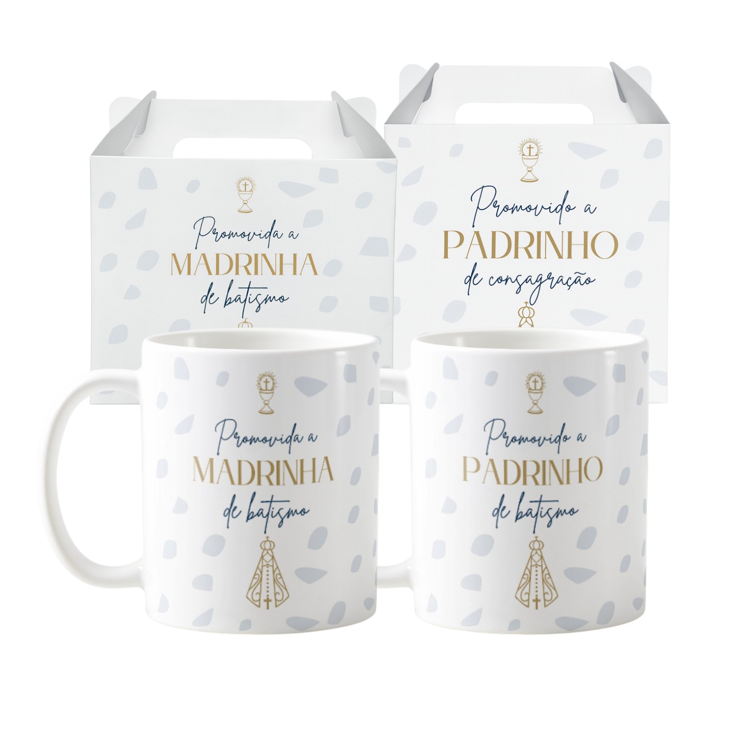 Kit 2 Canecas Cerâmica Padrinhos Batismo Agradecimento Mimo - Batizado (Padrinho)