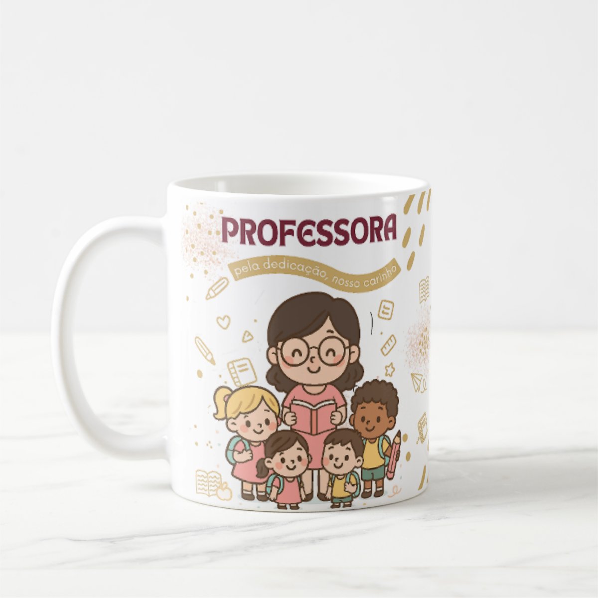 Caneca Professora Pronta Entrega Dedicação Carinho Presente Dia dos Professores