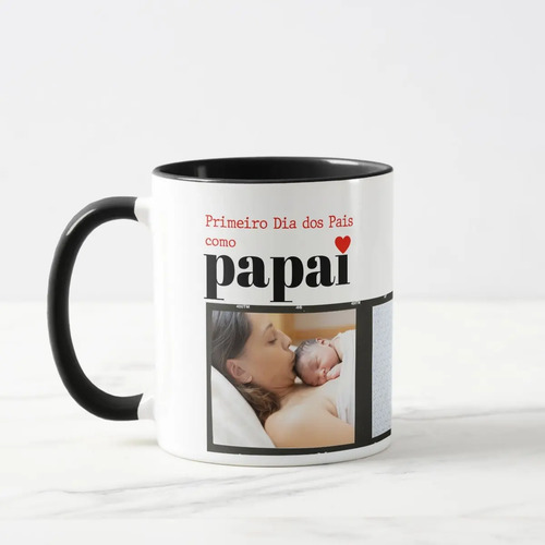 Kit Caneca e Almofada Presente Dia dos Pais com 3 Fotos