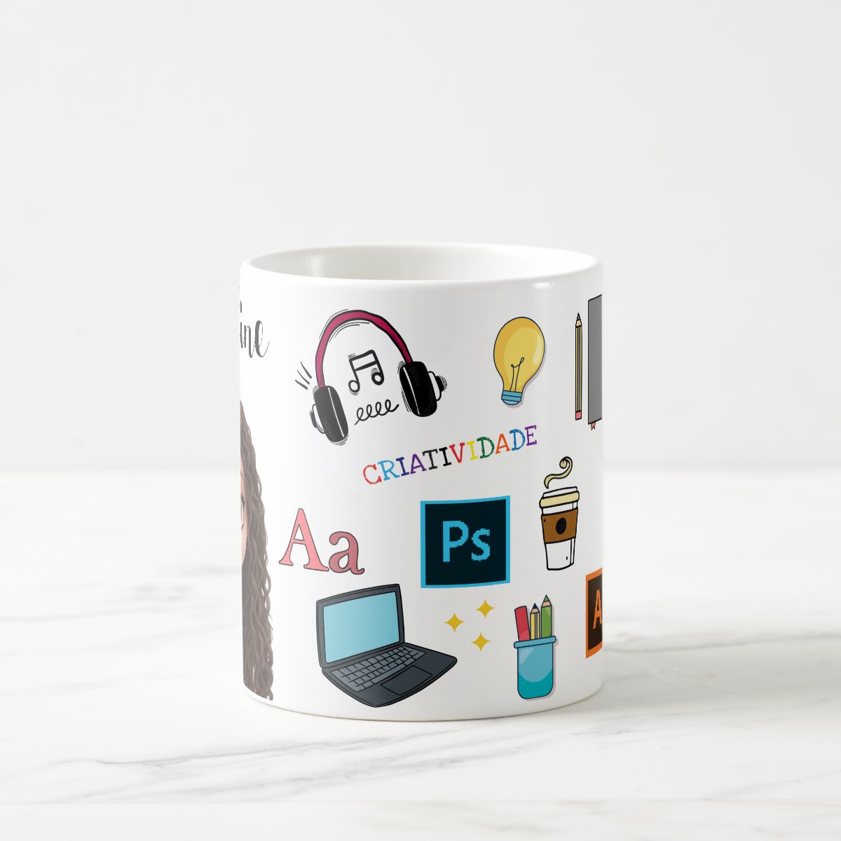 Caneca Personalizada Profissão  Designer Gráfico Com Avatar