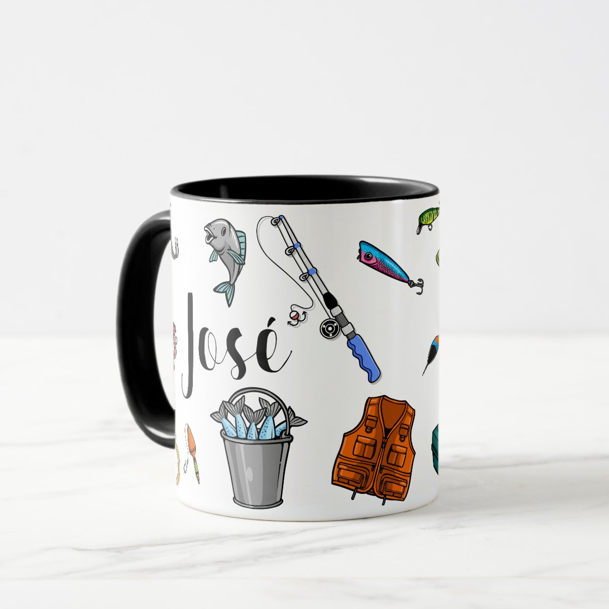 Caneca Personalizada Masculina de Pesca Pescador com o Nome