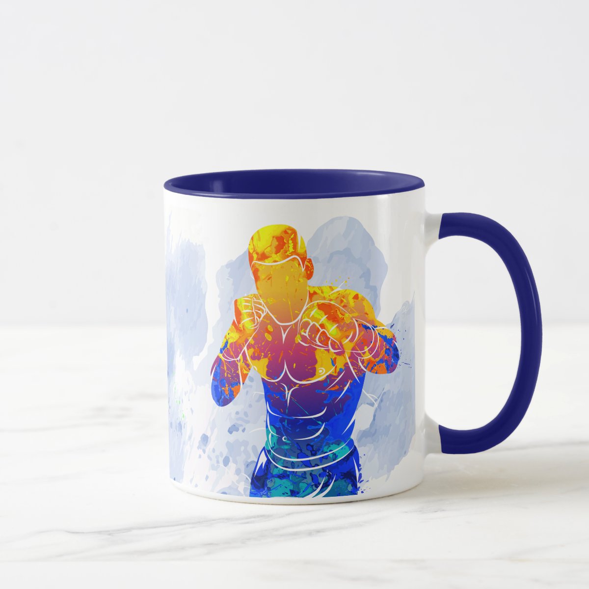 Caneca Personalizada Boxe Luta Lutador com o Nome Azul