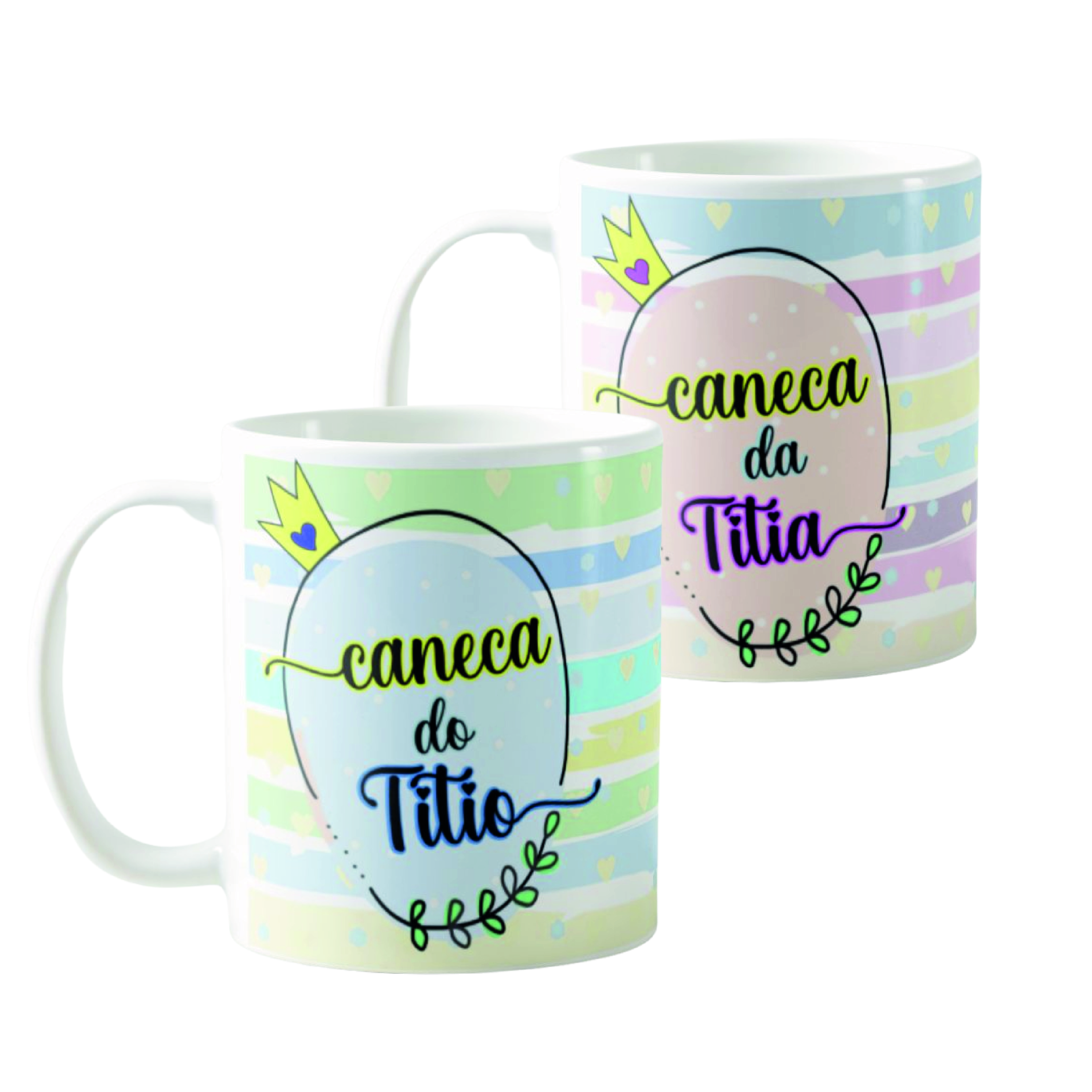 Conjunto 2 Canecas Personalizada Presente para Titia e Titio - Família (Tio(a))