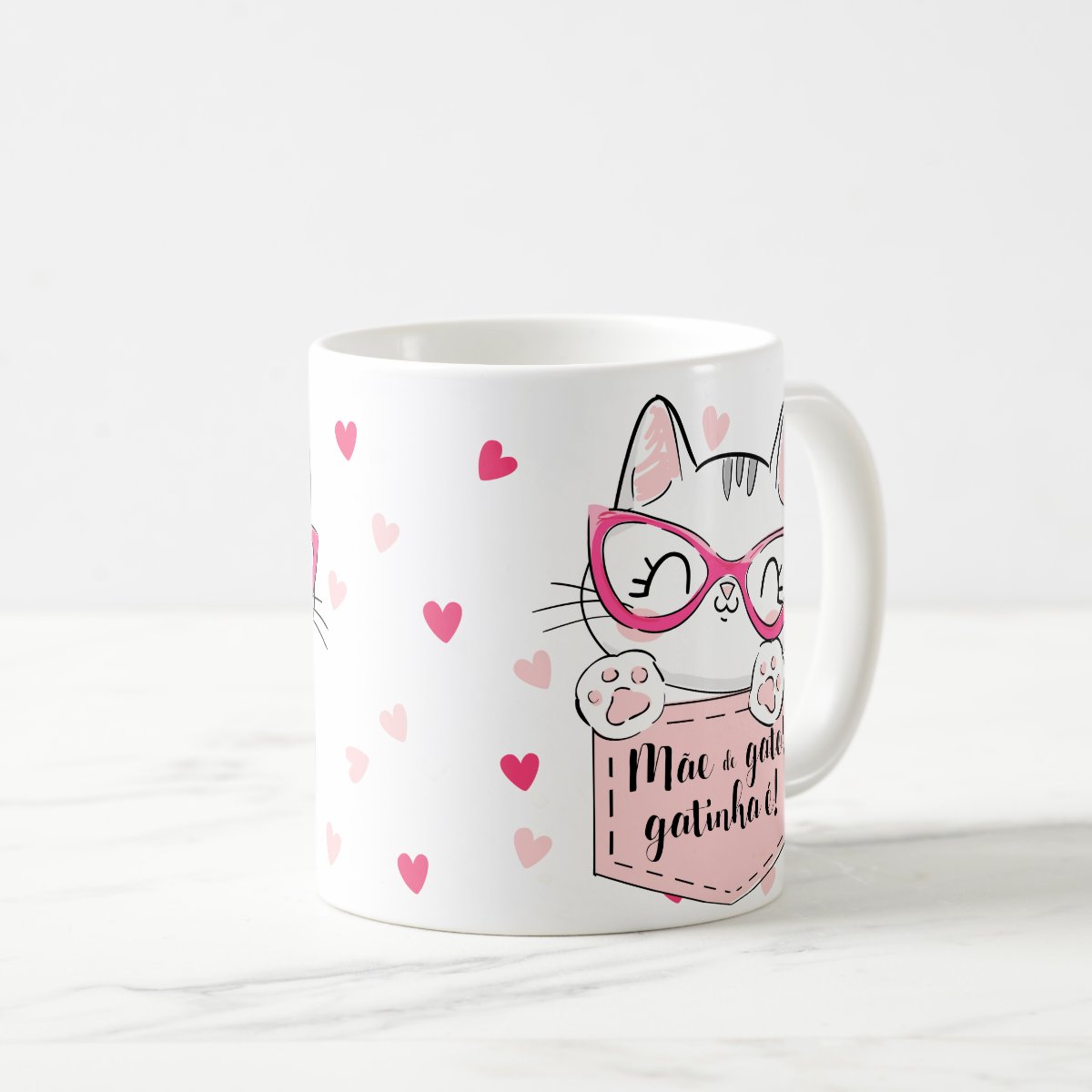Caneca Feminina Presente Mãe de Gato Gatinha É Personalizada
