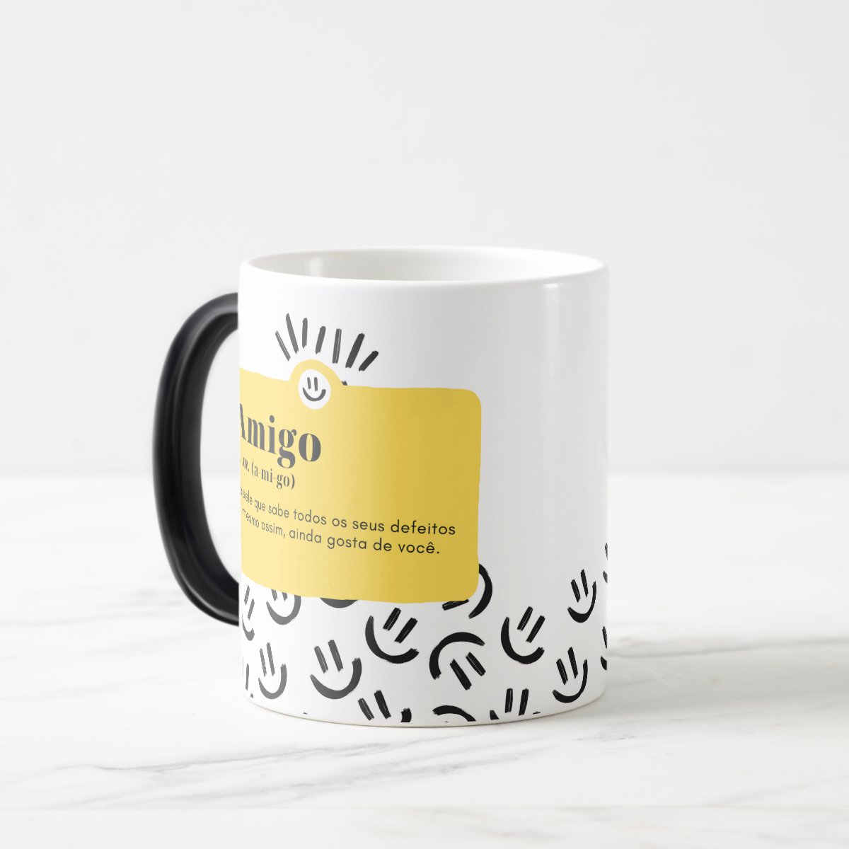 Caneca Mágica De Cerâmica 325 Ml Modelo Amizade Do Luz Presentes