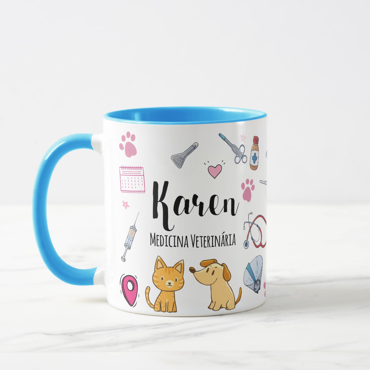 Caneca Medicina Veterinária com Nome (Medicina Veterinária)