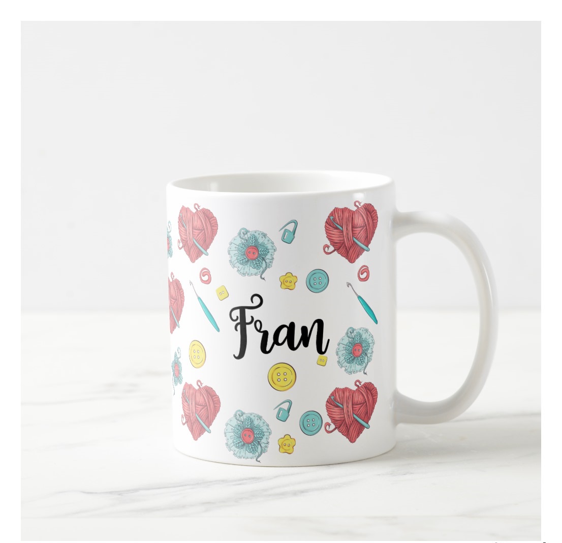 Caneca para Amantes do Crochê Arte de Crochet