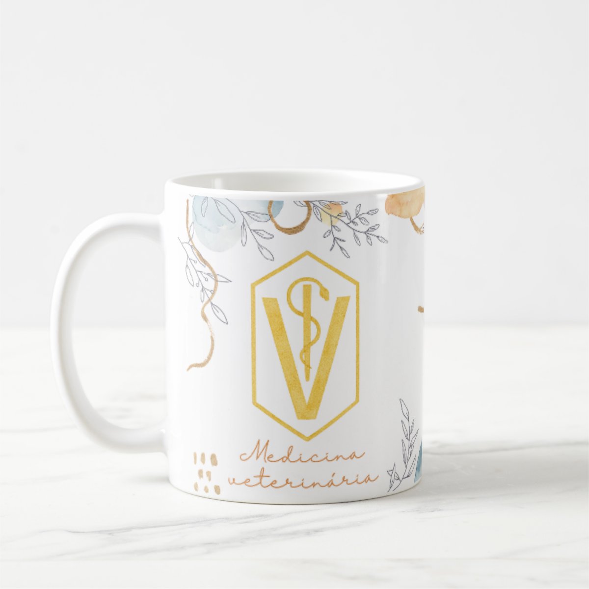 Caneca Profissão Presente Dia da Médica Veterinária Aquarela - Profissões (Medicina Veterinária)