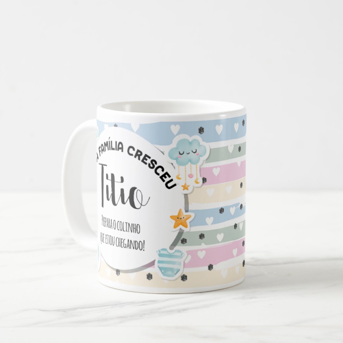 Caneca Personalizada Anúncio de Gravidez Presente Gestante Familia